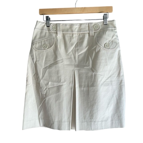 LOFT by Ann Taylor Light Tan Skirt with‎ Black Stitching Size 6 - Picture 1 of 5